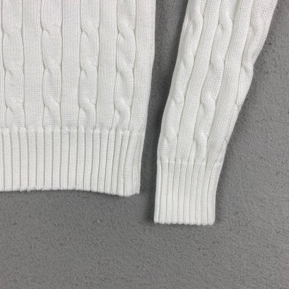 Polo Ralph Lauren Womens Cable Knit Long Sleeve Sweater White Small Preppy pony - Picture 12 of 16